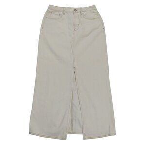 High-Waisted White Denim Maxi Skirt With Front Slit Size 26 Blank NYC . NWT